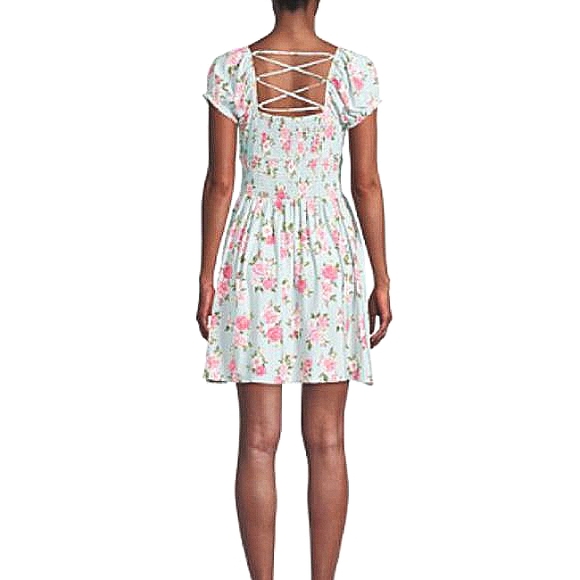 Tropical Sunny Coachella Party Floral Beach Short Dress Plus Size Smocked Waist - Picture 5 of 17